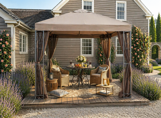 APEX GARDEN YH-20S117HD 8 ft. x 8 ft. Gazebo with Mosquito Net - APEX GARDEN US