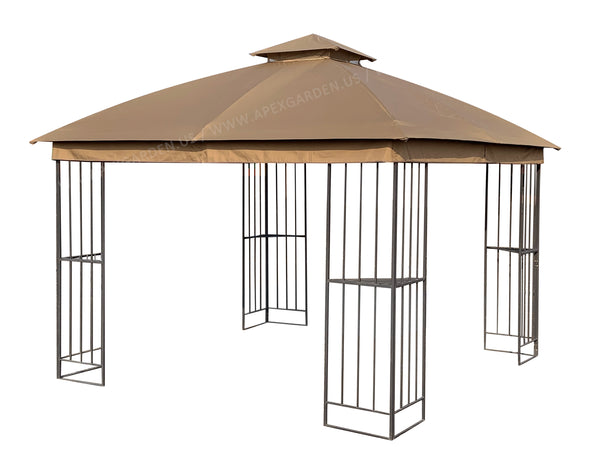 APEX GARDEN Canopy Top for Garden Treasures 10 ft x 10 ft Brown Metal  Square Semi- Gazebo Model #L-GZ038PST-F (Top Only)