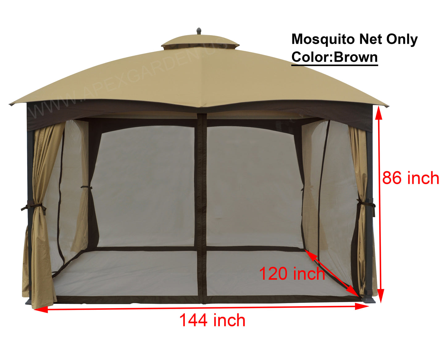 APEX GARDEN Universal 10' x 12' Gazebo Replacement Mosquito Netting - APEX GARDEN US