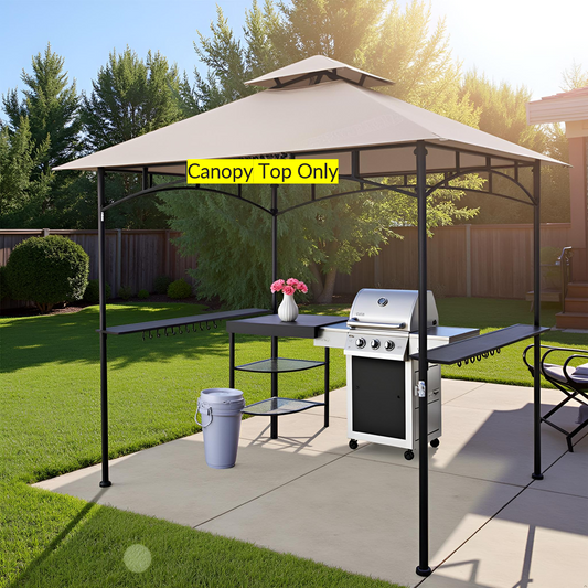 APEX GARDEN Replacement Canopy Top CAN ONLY FIT for model #L-GG001PST-F 8' X 5' Brown Double Tiered Canopy Grill BBQ Gazebo (Top Only) (Beige) - APEX GARDEN US