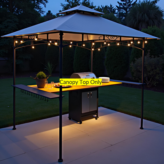 APEX GARDEN Replacement Canopy Top CAN ONLY FIT for model #L-GG001PST-F 8' X 5' Brown Double Tiered Canopy Grill BBQ Gazebo (Top Only) (Beige) - APEX GARDEN US