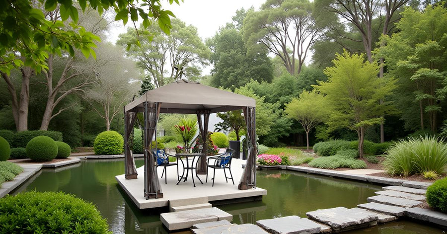 APEX GARDEN YH-20S117HD 8 ft. x 8 ft. Gazebo with Mosquito Net - APEX GARDEN US