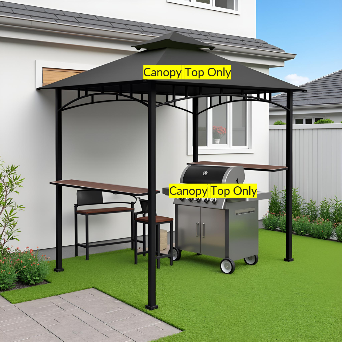 APEX GARDEN Replacement Canopy Top for Model #L-GG001PST-F 8' X 5' Brown Double Tiered Canopy Grill BBQ Gazebo (Canopy Top Only) - APEX GARDEN US