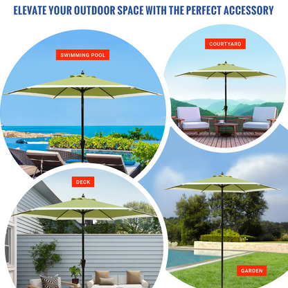 Dual Color 9 Feet Outdoor Patio Table Market Umbrella with Push Button Tilt and Crank - APEX GARDEN US