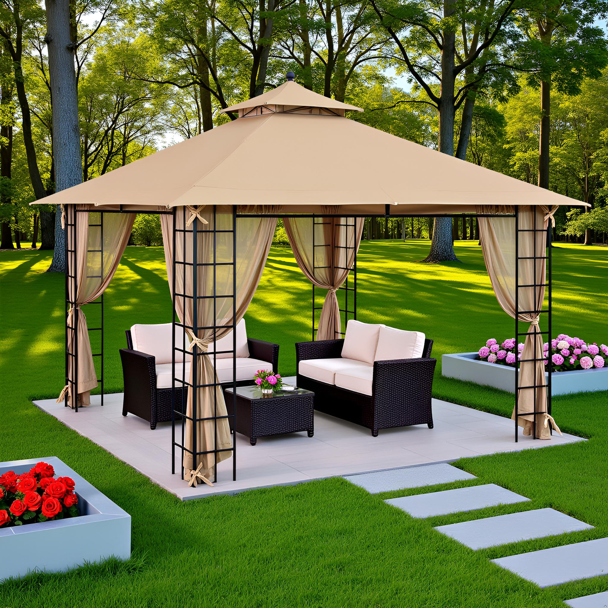 APEX GARDEN YH-20S089HD 10 ft. x 12 ft. Melody Gazebo with Mosquito Net - APEX GARDEN US