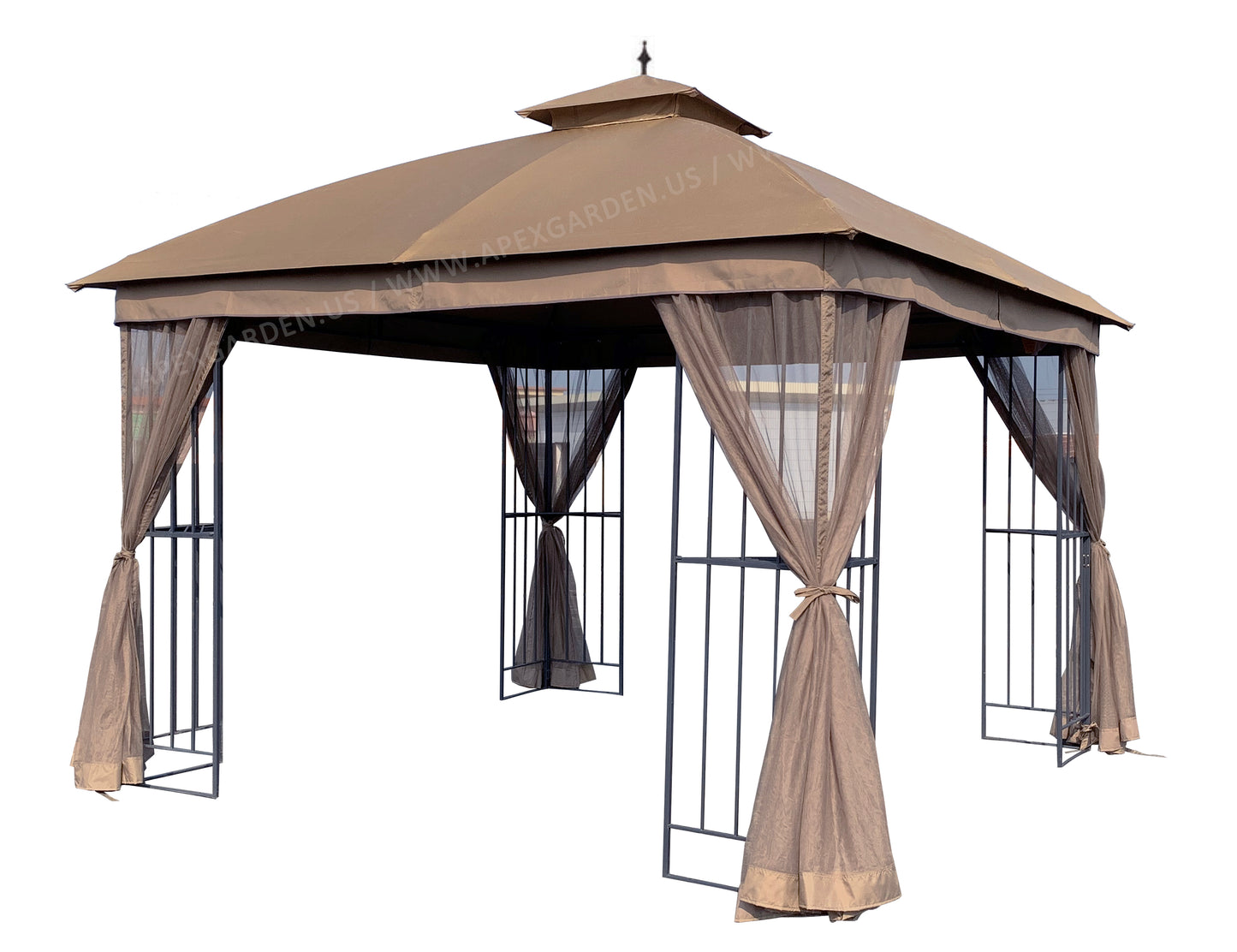 APEX GARDEN Canopy Top for Garden Treasures 10 ft x 10 ft Brown Metal Square Semi- Gazebo Model #L-GZ038PST-F (Top Only) - APEX GARDEN US
