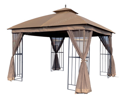 APEX GARDEN Canopy Top for Garden Treasures 10 ft x 10 ft Brown Metal Square Semi- Gazebo Model #L-GZ038PST-F (Top Only) - APEX GARDEN US