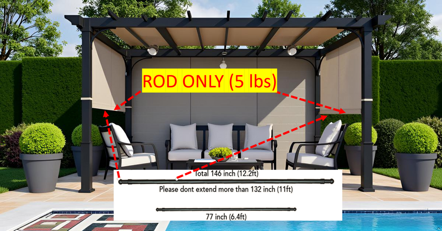 APEX GARDEN Length Adjustable Weight Rods/Pull Tubes for Pergola Canopy (2 Rods Included, from 77 inches to 132 inches) - APEX GARDEN US
