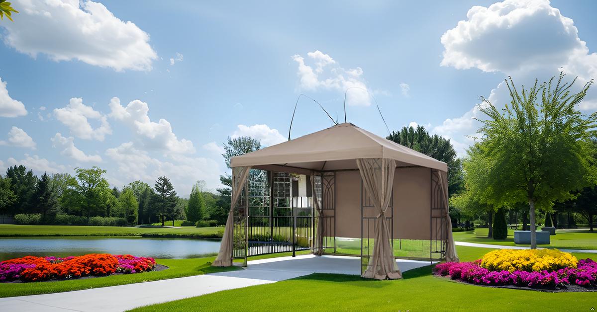 APEX GARDEN Symphony II 10'X10' GAZEBO WITH NET/PRIVACY/PLANTER HOLDERS - APEX GARDEN US