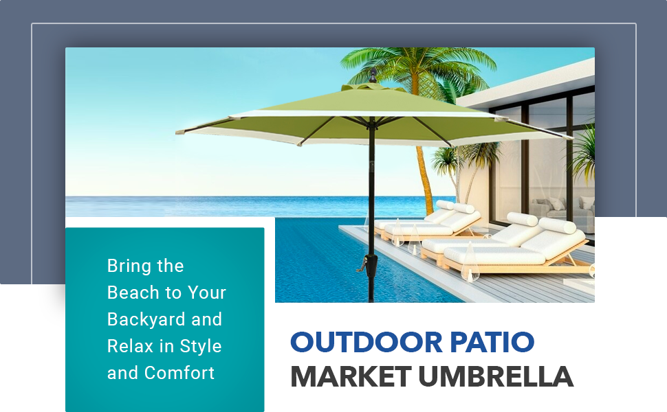 Dual Color 9 Feet Outdoor Patio Table Market Umbrella with Push Button Tilt and Crank - APEX GARDEN US