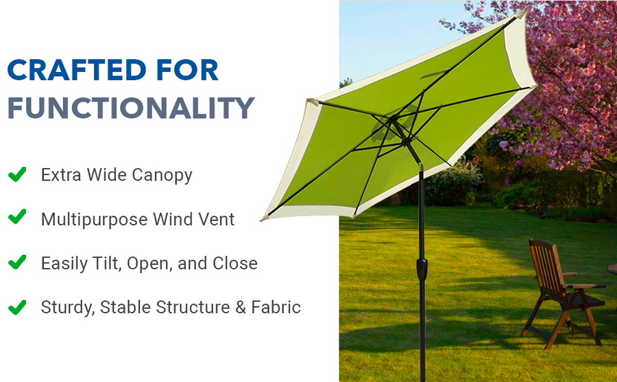 Dual Color 9 Feet Outdoor Patio Table Market Umbrella with Push Button Tilt and Crank - APEX GARDEN US