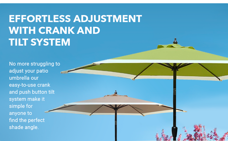 Dual Color 9 Feet Outdoor Patio Table Market Umbrella with Push Button Tilt and Crank