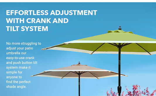 Dual Color 9 Feet Outdoor Patio Table Market Umbrella with Push Button Tilt and Crank - APEX GARDEN US