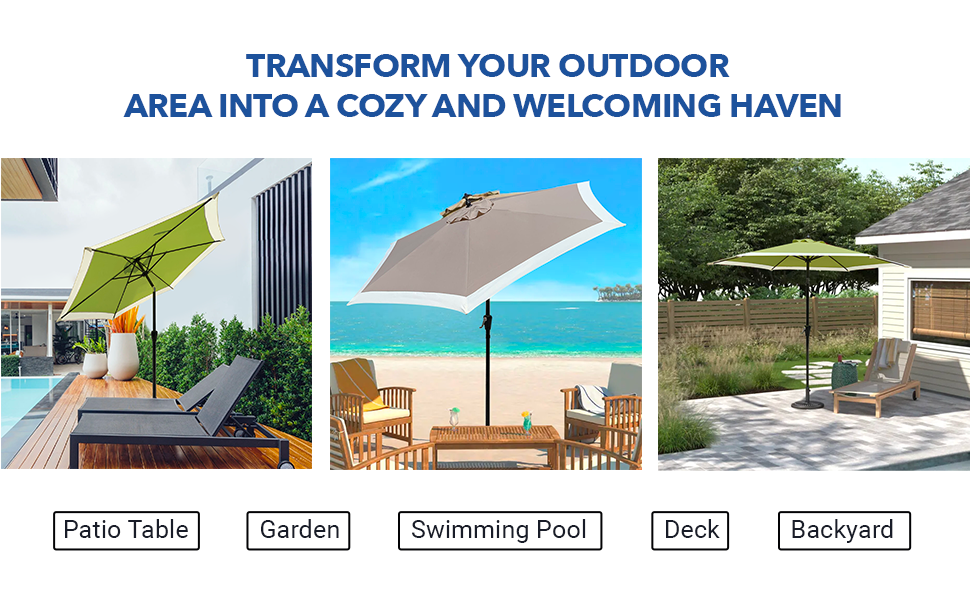 Dual Color 9 Feet Outdoor Patio Table Market Umbrella with Push Button Tilt and Crank - APEX GARDEN US