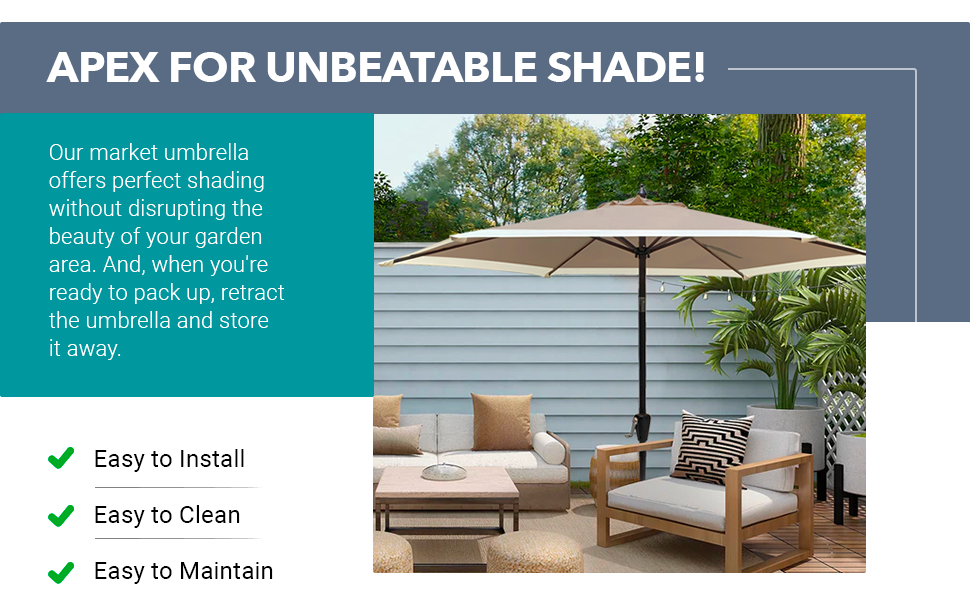 Dual Color 9 Feet Outdoor Patio Table Market Umbrella with Push Button Tilt and Crank - APEX GARDEN US