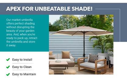 Dual Color 9 Feet Outdoor Patio Table Market Umbrella with Push Button Tilt and Crank - APEX GARDEN US