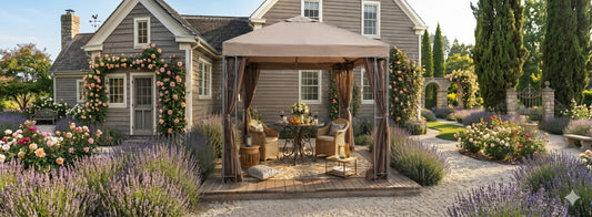 APEX GARDEN YH-20S117HD 8 ft. x 8 ft. Gazebo with Mosquito Net - APEX GARDEN US