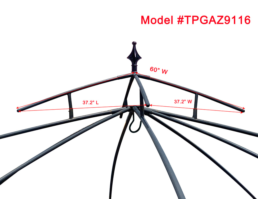 APEX GARDEN Canopy Top for Style Selections 10 ft x 10 ft Brown Metal Square Semi- Gazebo Model #TPGAZ9116 / #TPGAZ9116A / #TPGAZ9116B (Top Only) - APEX GARDEN US