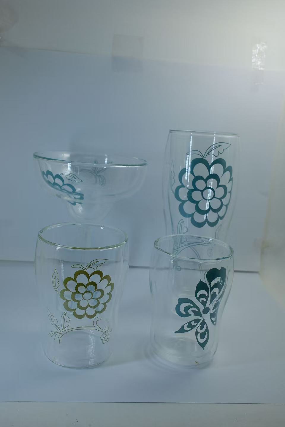 MARU JIN Floral Double-Walled Glass Cup - APEX GARDEN US