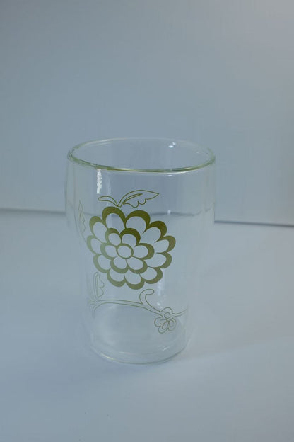 MARU JIN Floral Double-Walled Glass Cup - APEX GARDEN US