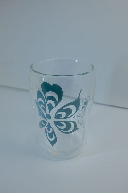 MARU JIN Floral Double-Walled Glass Cup - APEX GARDEN US