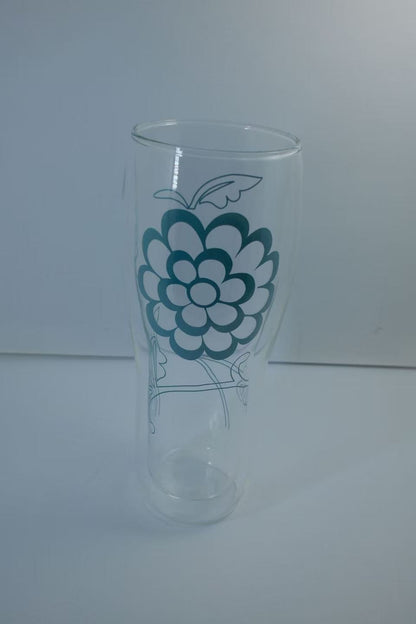 MARU JIN Floral Double-Walled Glass Cup - APEX GARDEN US
