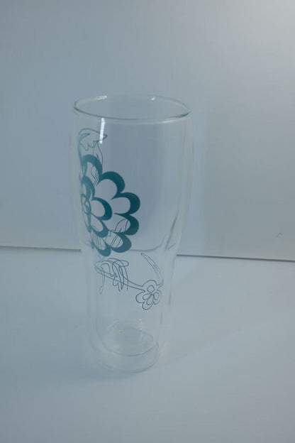 MARU JIN Floral Double-Walled Glass Cup - APEX GARDEN US