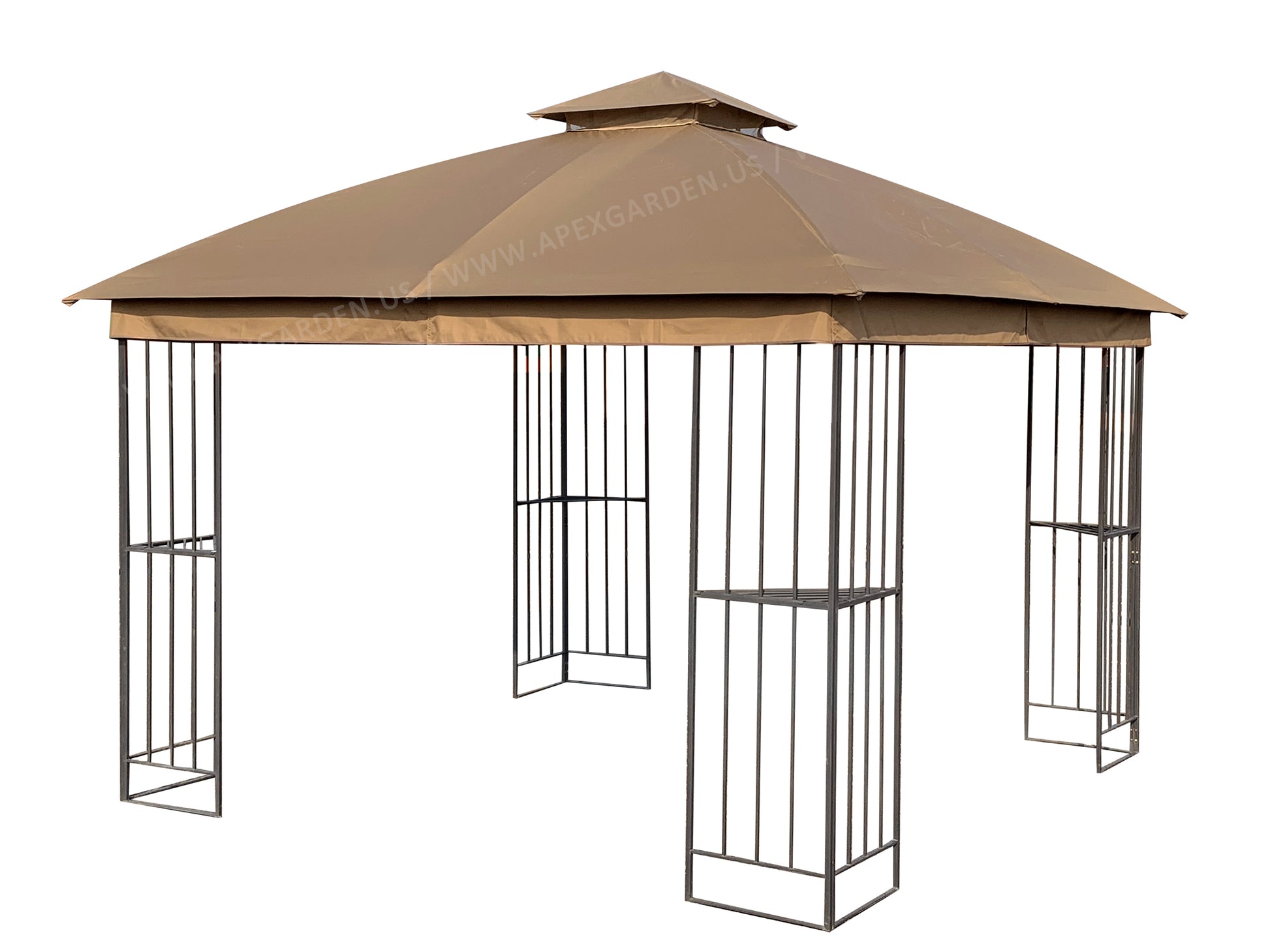 APEX GARDEN Canopy Top for Garden Treasures 10 ft x 10 ft Brown Metal Square Semi- Gazebo Model #L-GZ038PST-F (Top Only) - APEX GARDEN US