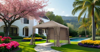 APEX GARDEN Symphony II 10'X10' GAZEBO WITH NET/PRIVACY/PLANTER HOLDERS - APEX GARDEN US