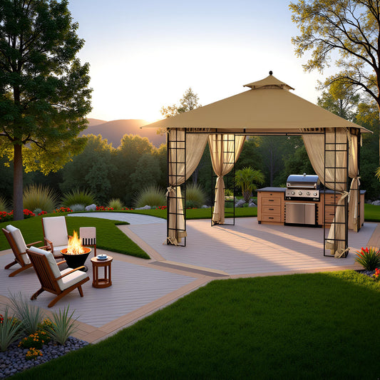 APEX GARDEN YH-20S089HD 10 ft. x 12 ft. Melody Gazebo with Mosquito Net - APEX GARDEN US
