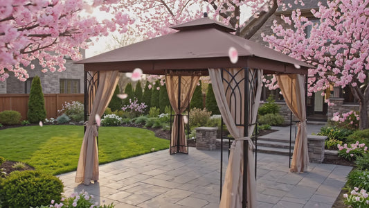 APEX GARDEN Two-Tier 10 ft. x 10 ft. Harmony Gazebo with Mosquito Net and Corner Shelves