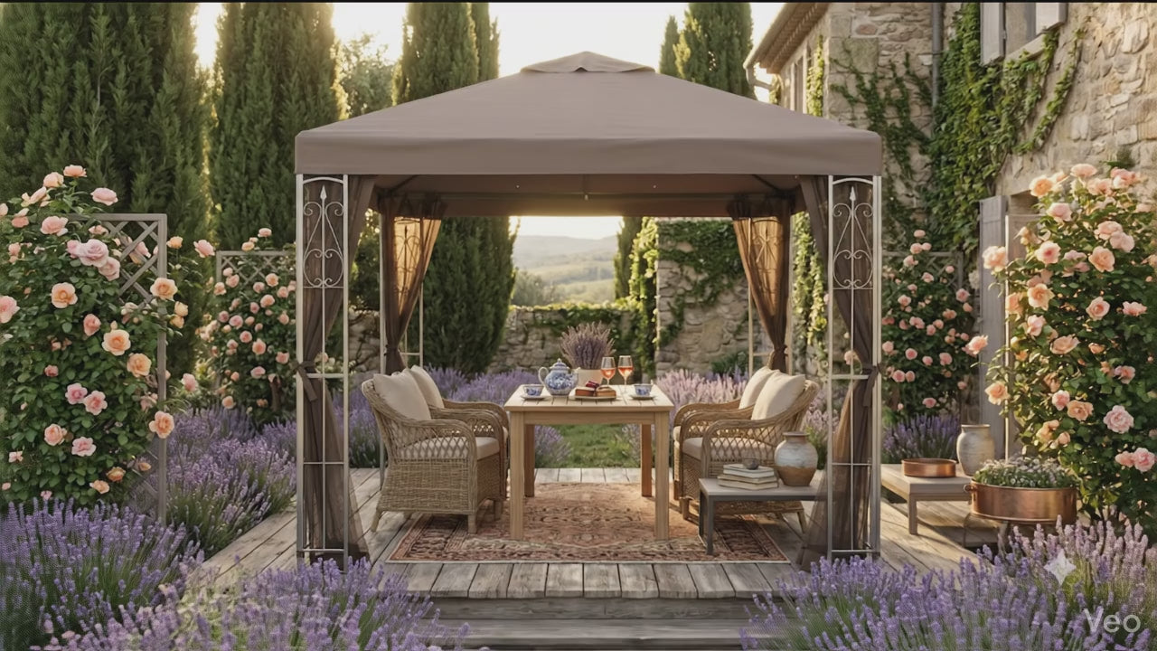 APEX GARDEN YH-20S117HD 8 ft. x 8 ft. Gazebo with Mosquito Net