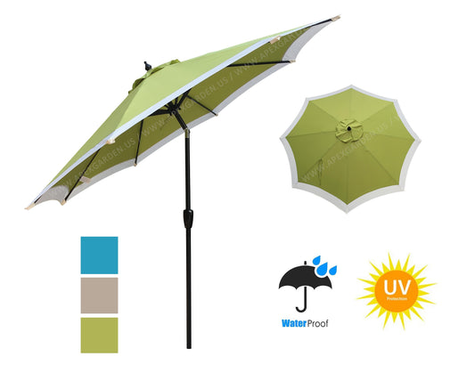 Dual Color 9 Feet 8 Ribs Outdoor Patio Table Market Umbrella with Push Button Tilt and Crank - APEX GARDEN US