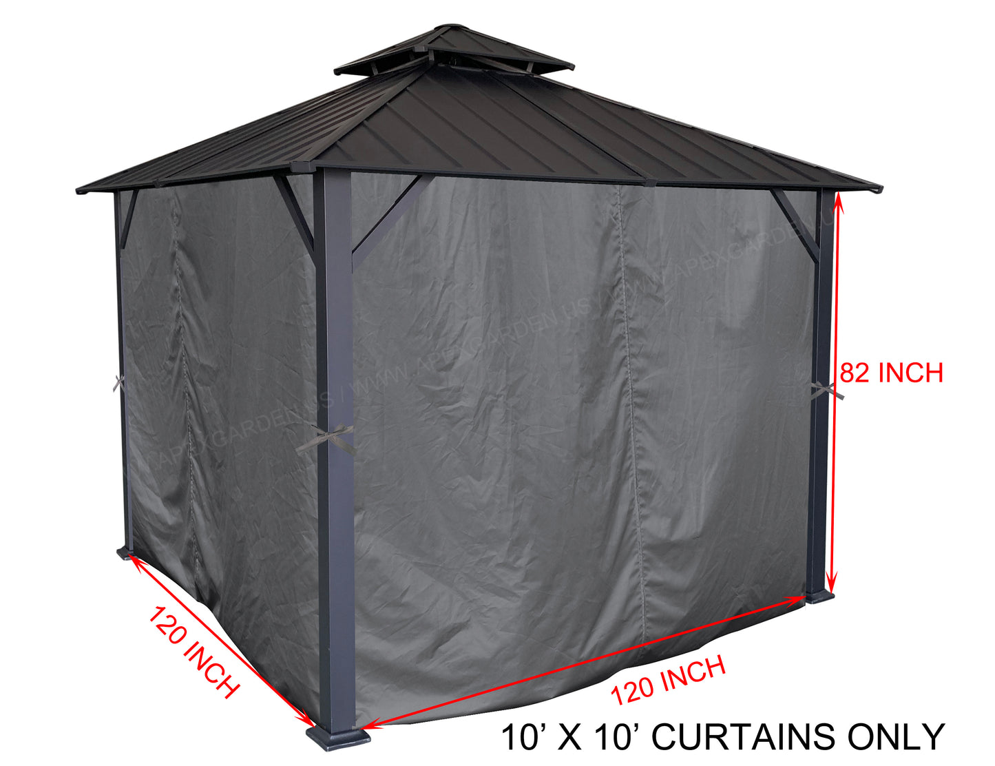APEX GARDEN Universal Privacy Curtain Set for 10' x 10' Gazebo - APEX GARDEN US