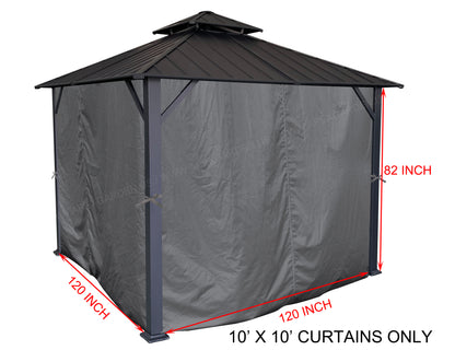 APEX GARDEN Universal Privacy Curtain Set for 10' x 10' Gazebo - APEX GARDEN US