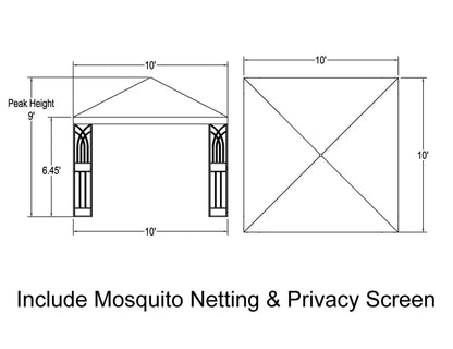 APEX GARDEN Symphony II 10'X10' GAZEBO WITH NET/PRIVACY/PLANTER HOLDERS - APEX GARDEN US