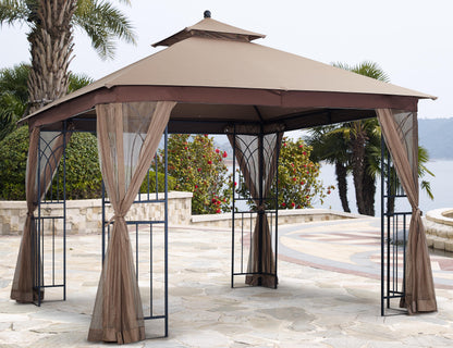 APEX GARDEN Two-Tier 10 ft. x 10 ft. Harmony Gazebo with Mosquito Net and Corner Shelves - APEX GARDEN US
