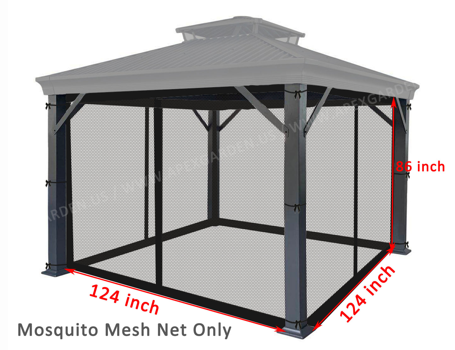 APEX GARDEN Universal 10' x 10' Gazebo Replacement Mosquito Netting - APEX GARDEN US