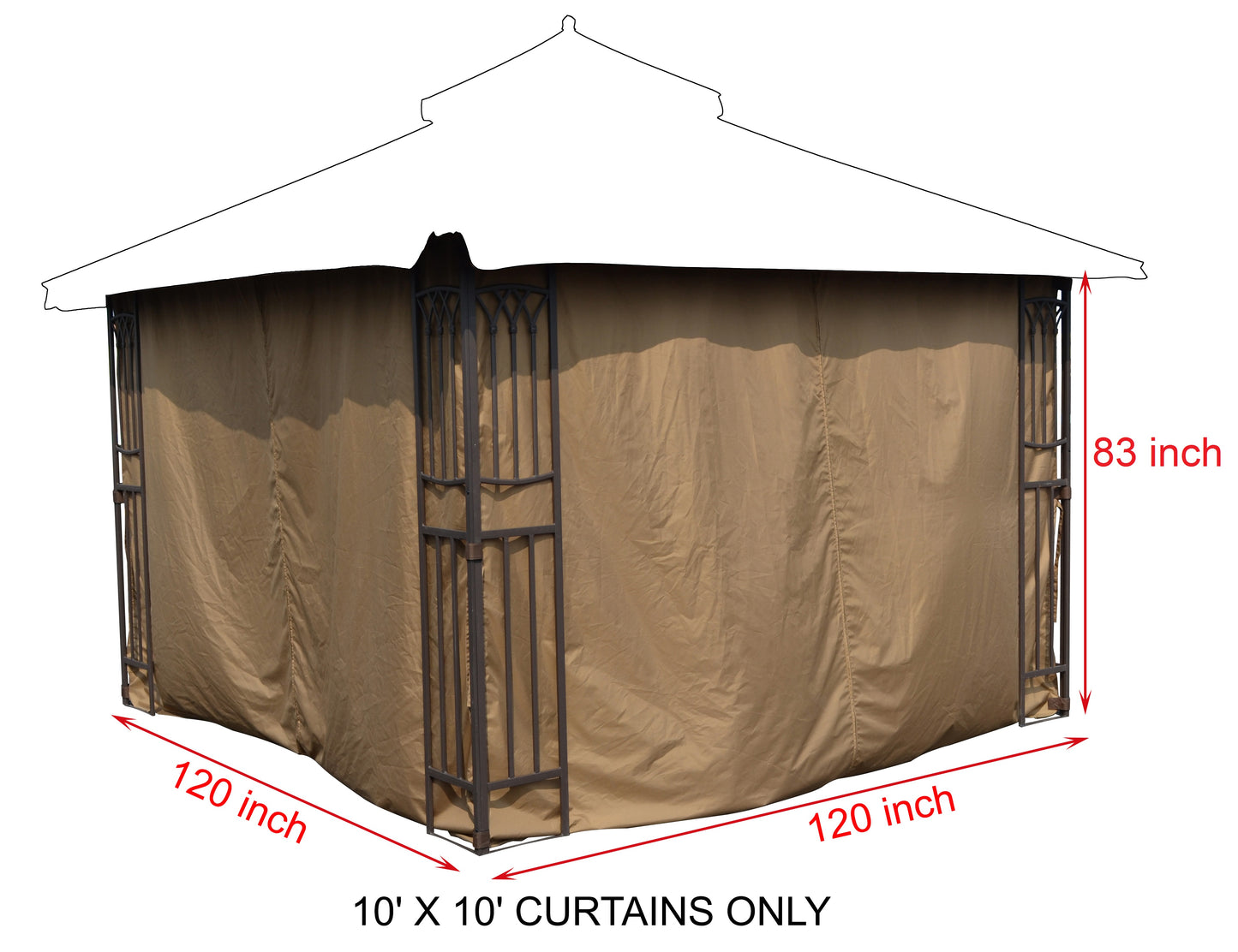 APEX GARDEN Universal 10'X10' Gazebo Curtain Set for 4 sides - APEX GARDEN US
