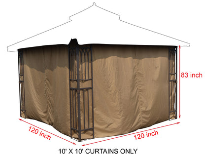 APEX GARDEN Universal 10'X10' Gazebo Curtain Set for 4 sides - APEX GARDEN US