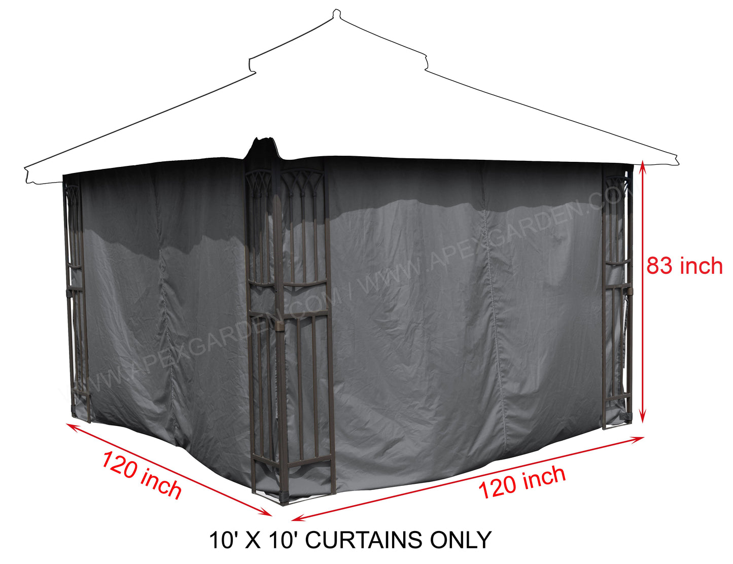 APEX GARDEN Universal 10'X10' Gazebo Curtain Set for 4 sides - APEX GARDEN US