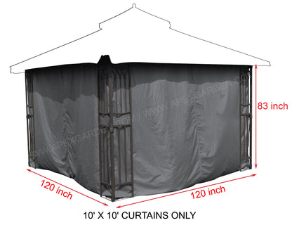 APEX GARDEN Universal 10'X10' Gazebo Curtain Set for 4 sides - APEX GARDEN US