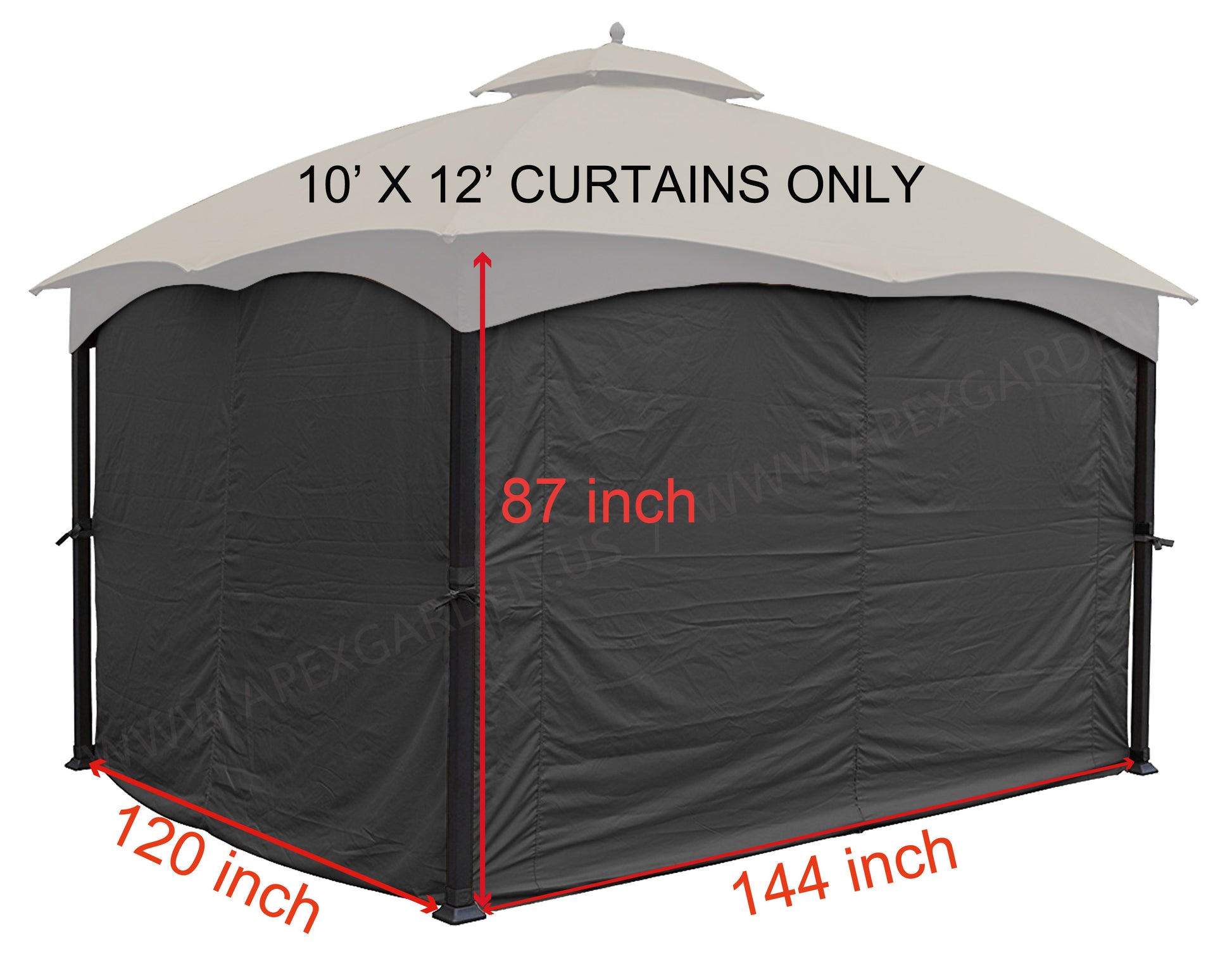 APEX GARDEN Universal Privacy Side Panels Curtain Set for 10' x 12' Gazebo - APEX GARDEN US