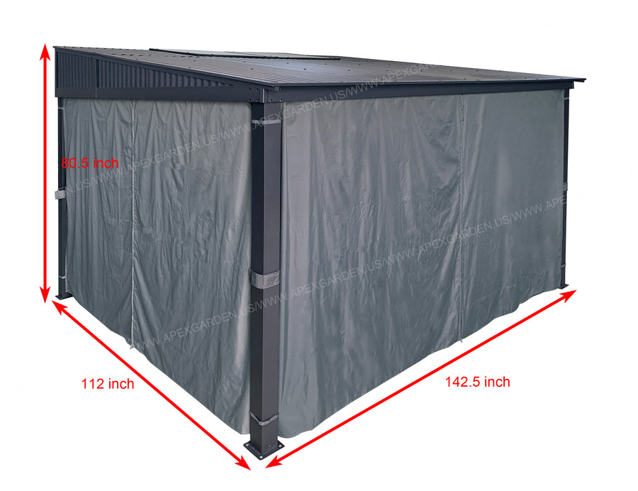 APEX GARDEN Universal 3-SIDE Privacy Side Panels Curtain Set for 10' x 12' Awing / Sun Shelter / Gazebo - APEX GARDEN US