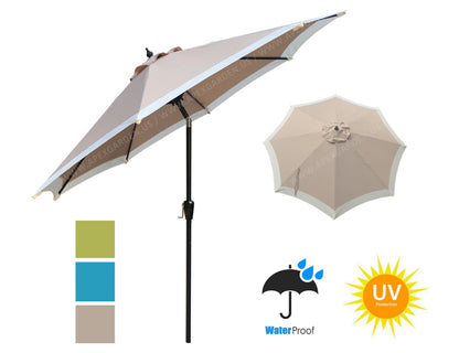 Dual Color 9 Feet 8 Ribs Outdoor Patio Table Market Umbrella with Push Button Tilt and Crank - APEX GARDEN US