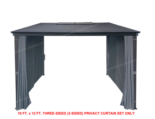 APEX GARDEN Universal 3-SIDE Privacy Side Panels Curtain Set for 10' x 12' Awing / Sun Shelter / Gazebo - APEX GARDEN US