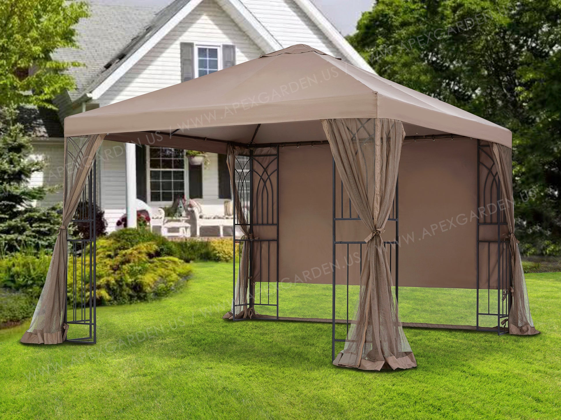 APEX GARDEN Symphony II 10'X10' GAZEBO WITH NET/PRIVACY/PLANTER HOLDERS - APEX GARDEN US