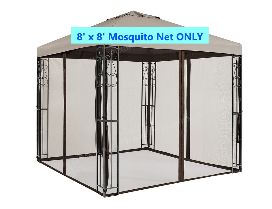 Replacement 8 ft. x 8 ft. Mosquito Net Screen for YH-20S117HD Rococo Gazebo (Net Screen Only) - APEX GARDEN US