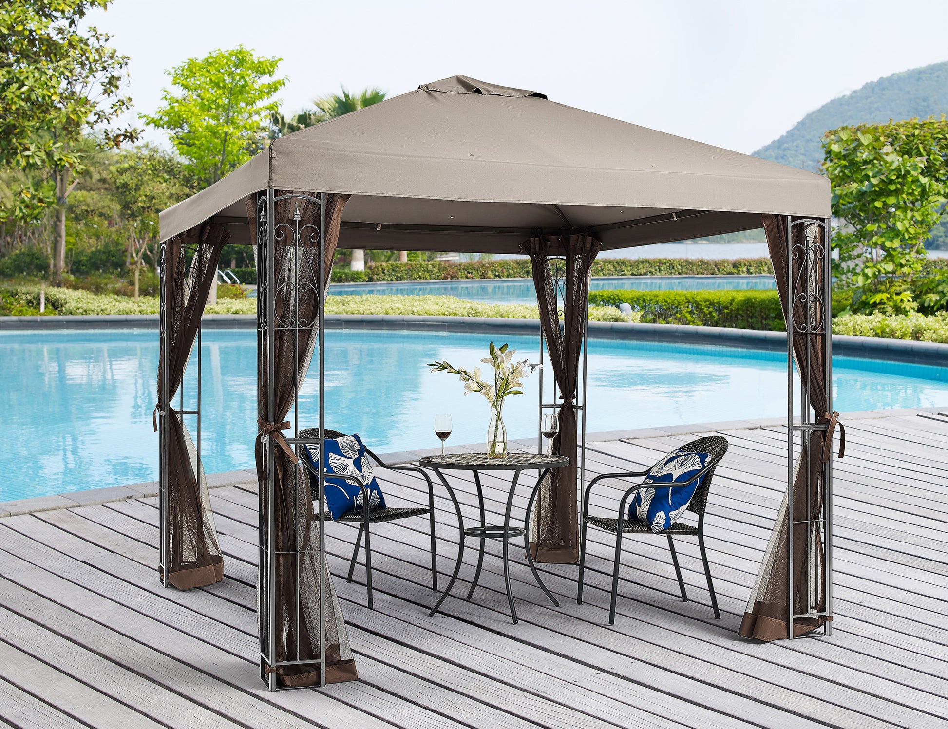 APEX GARDEN YH-20S117HD 8 ft. x 8 ft. Gazebo with Mosquito Net - APEX GARDEN US