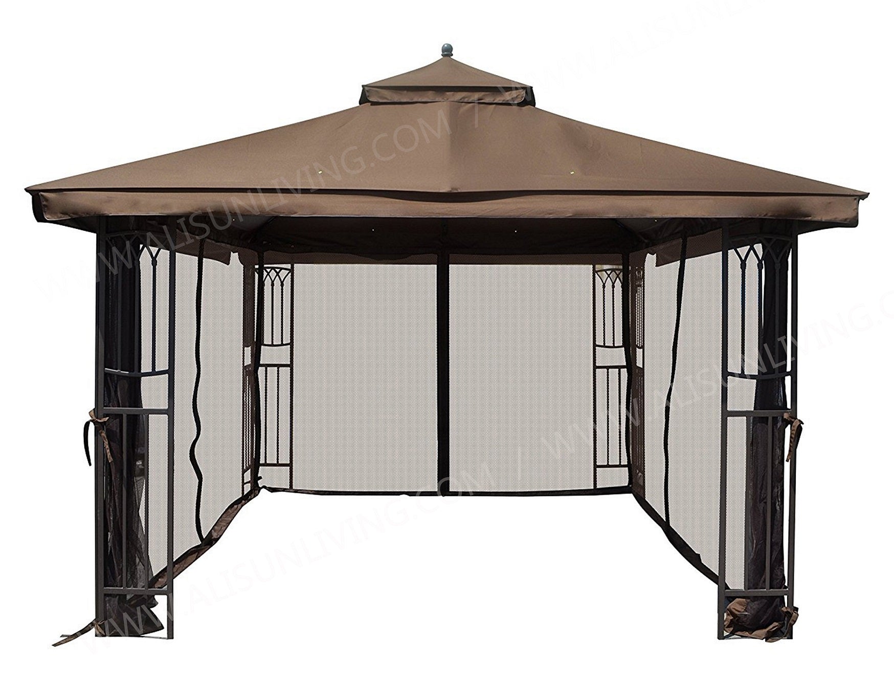 ALISUN Universal 12' x 12' Gazebo Mosquito Netting (Brown) - APEX GARDEN US